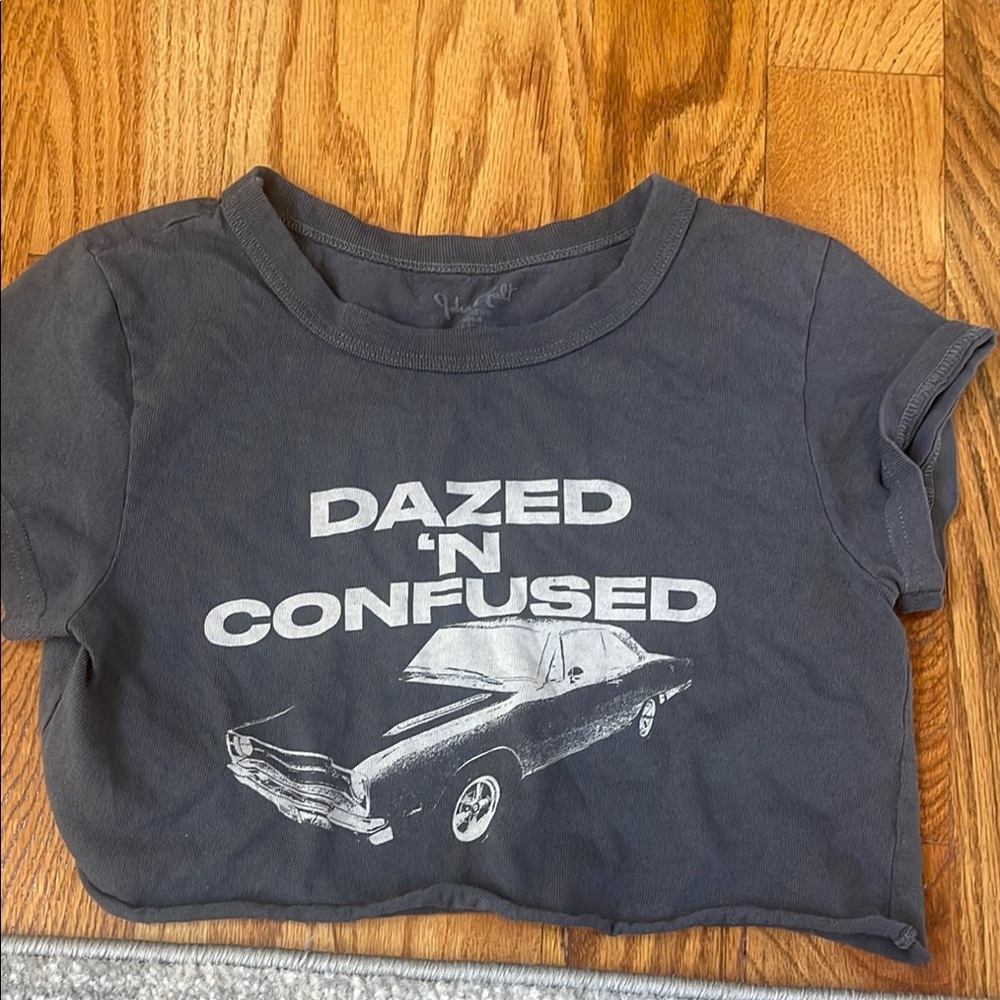 Gray Crop Crew Neck T-Shirt
